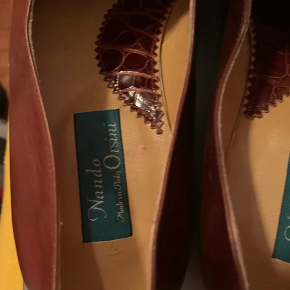 Nandi Orisini Brown Leather Croc-Embossed Lace-Up Dress Shoes - Picture 2 of 4